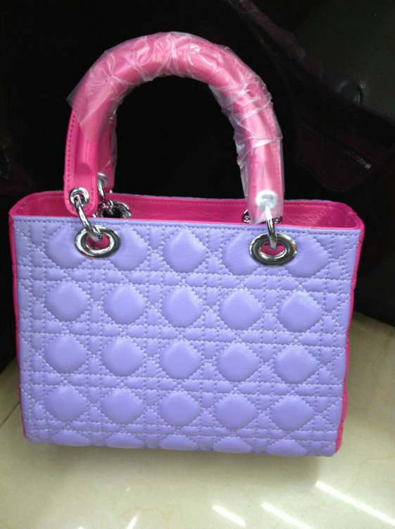 lady dior lambskin leather bag 6322 light purple&rosered